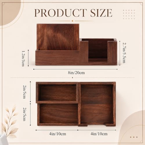 Maitys Wood Pen Holder Wooden Desk Organizer 3 Compartments Office Supply Organizer with Pencil Holder Paperclip Storage Sticky Note Rack Desk Organizers Ideal Gift for Class Home Office
