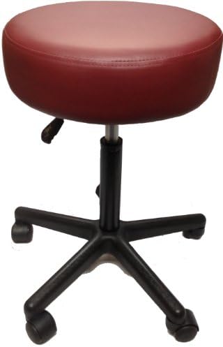 Adjustable Rolling Pneumatic Stool for Massage Tables, Examination Tables, and Physician's Office Use by Therabuilt® (Burgundy)