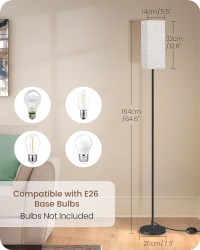 2 Pack Floor Lamp, Pole Lamp with Foot Switch, Modern Standing Lamp Lampshade, Minimalist Freestanding Lamp (Bulb Not Included), for Living Room, Bedroom Office, Black and Beige E07LDP205