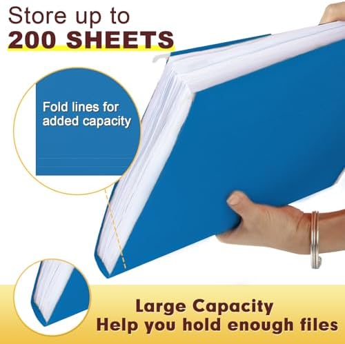 HERKKA Hanging File Folders, 30 Pack Reinforced Letter Size Hanging Folders, Designed for Bulky Files, Filing Cabinet, 1/5-Cut Adjustable Tabs (Lightblue)