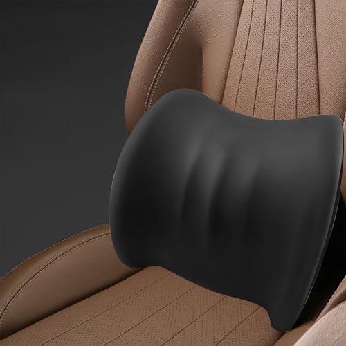 Memory Foam Lumbar Support Pillow for Office Chair Ergonomic Car Lumbar Pillow for Driving Seat Lower Back Support Truck Delivery Driver Essentials Relief Pain Car Seat Cushion 15.7x11.8x3.9in Black