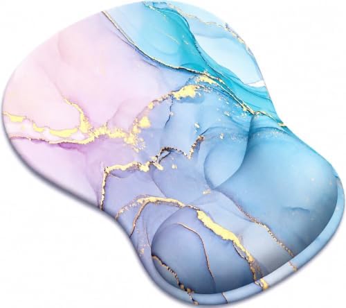 eulps Mouse Pad with Gel Wrist Rest, Ergonomic Comfortable Computer Wrist Support for Laptop, Pain Relief Mousepad with Non-Slip PU Base for Office & Home (Marble)