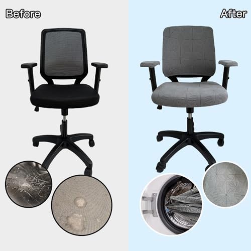 High Elasticity Anti Slip Office Chair Cover, Split Design for Easy Installation,Universal Desk Chair Cover wear-Resistant and Scratch Resistant (Light Gray, Chair seat Cover + Back Cover)