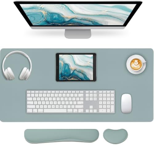 Desk Mat Set,3-in-1 Mouse Pad with Wrist Rest and Keyboard Pad