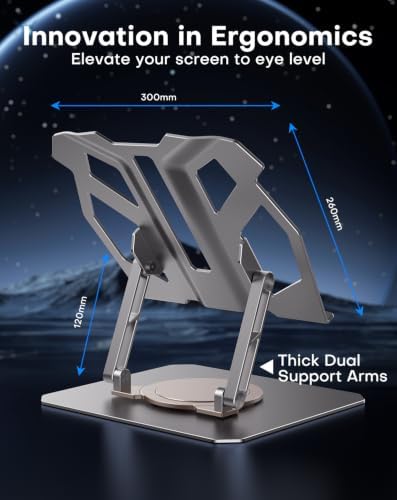 OMOTON Heavy Laptop Stand for Desk, 360° Rotating Aluminum Gaming Riser