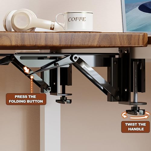 Beige,70 * 20,Desk Extender Tray, 27.5" x 7.8" Clamp On Desk Shelf, Desk Extension with Rounded-Edge, Table Desk Arm Rest, Clamp On Keyboard Tray for Office and Home, Workstation Organizer