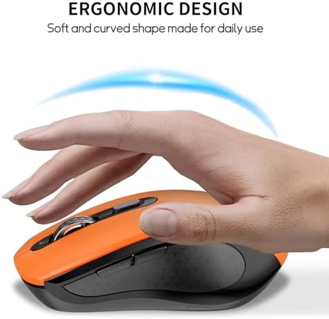 Ergonomic 6 Button Silent Wireless Side Key Mouse OrangeNo Light