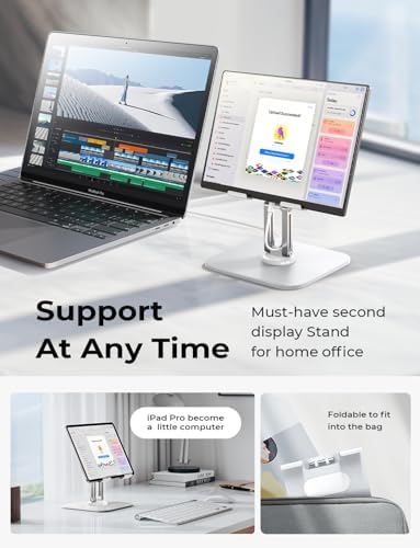 LISEN for iPad Stand Holder Adjustable Tablet Stand for Desk White