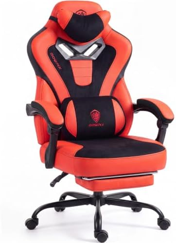 Dowinx Big and Tall Gaming Chair for Adults with Footrest, Massage Lumbar