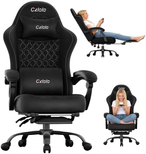 Czlolo Fabric Big and Tall Gaming Chair with Extended Footrest