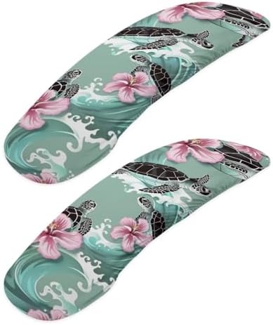 2 Pieces Chair Armrest Slipcovers, Turtle Hibiscus Print Office Chair Arm Pad Covers, Skin Friendly Stretchy Office Chair Armrest Covers, Home Decorative Accessories