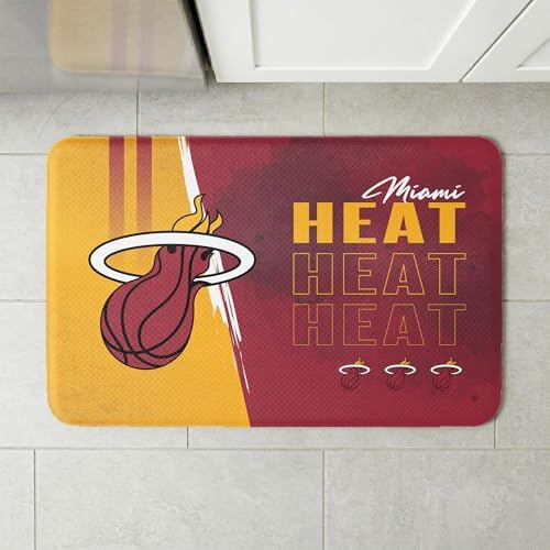 Northwest NBA Miami Heat Embossed Anti-Fatigue Mat, Cushioned Kitchen Floor Rug, Non-Slip PVC Standing Comfort, 18 x 30 in