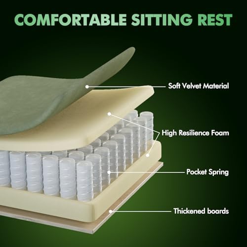 Soontrans Green Velvet Gaming Chair with Footrest, Ergonomic Reclining Computer Desk Chair, Massage Lumbar Cushion & Headrest, Comfortable Video Game Chair for Adults