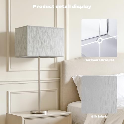 GO&SO Medium Rectangle Lamp Shades Set of 2,14"L×8"W×9"H Gray Shade Deco