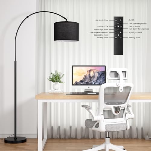 Ambimall Dimmable Arc Floor Lamp with Remote, Color Temperatures Adjustable