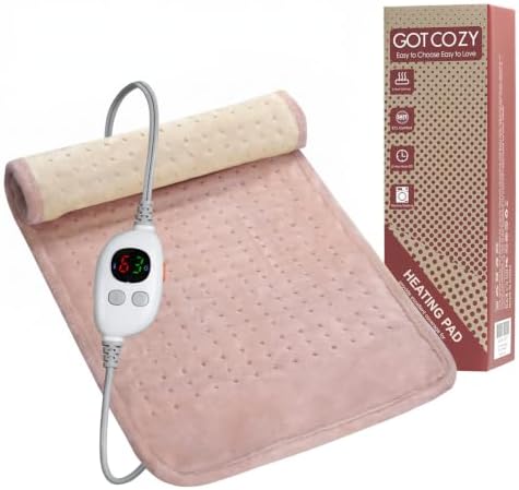 GOTCOZY Heating Pad 12"x24" for Back Pain Relief & Cramps(Rose)