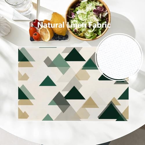 Batmerry Abstract Neutral Tones Linen Placemats Set of 4, Geometric Art Modern Washable Table Mats for Kitchen Table Thickened Heat Insulation Dining Set Indoor Outdoor 12X18 in