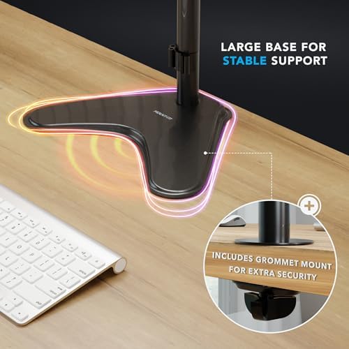 Mount-It! Dual Monitor Stand, Premium Adjustable Desk Mount for Two 13–32 Inch Screens up to 17 lbs Each, Full Motion Swivel Tilt Rotate Height Adjustable Arms, VESA 75x75 100x100, Steel Base