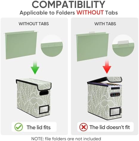 BALEINE File Organizer Box with Lid, Collapsible Hanging File Storage Box