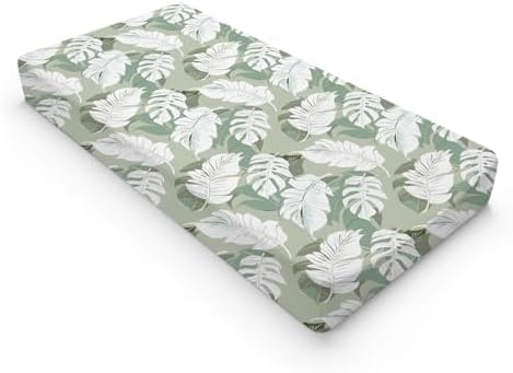 Summer Leaves Pattern Baby Changing Pad Cover, Unisex Leaves Nursery Diaper Changing Table Pad Mat Sheet for Boys Girls-16x32