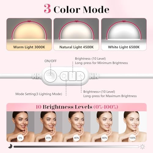Yokilly Half Moon Light for Nail Desk: 29" Foldable Nail Light for Desk