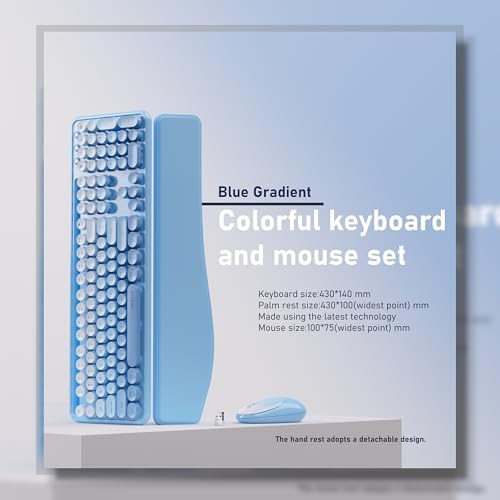 UBOTIE Wireless Keyboard and Mouse Combo, Phone Holder (Blue)
