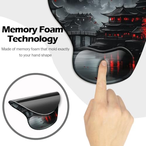 Ergonomic Mouse Pad with Wrist Rest,Gaming Mouse Pad with Wrist Support,Funny Mouse Pads for Desk,Computer Mousepad with Non-Slip Pain Relief PU Base,Cute Office Desk Accessories,Full Moon