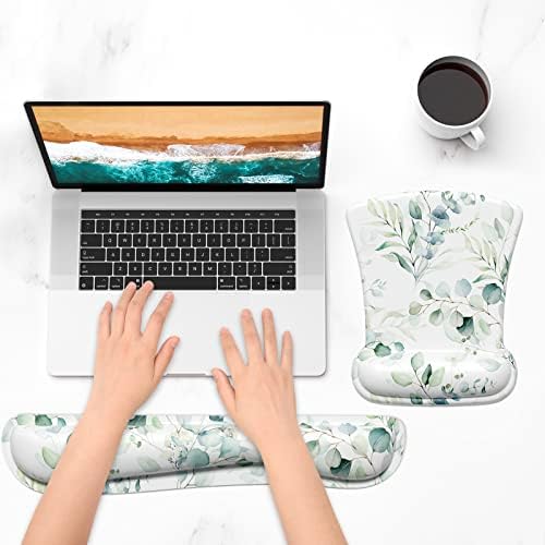 ITNRSIIET Mouse Pad Wrist Support Keyboard Wrist Rest Pad Ergonomic Mousepad Non-Slip Memory Foam Keyboard Pad Easy Typing Pain Relief Perfect for PC Laptop Gaming Office, Leaves and Branches