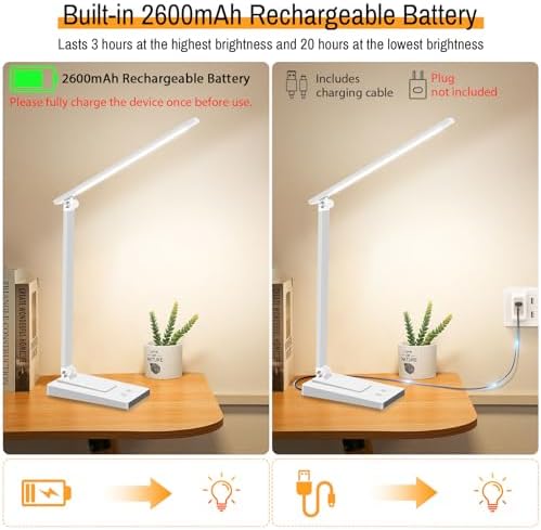 Rechargeable LED Desk Lamp, 5 Color Modes with 5 Brightness