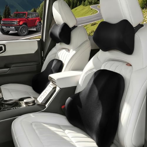 Car Pillow for Ford Bronco,Car Neck Pillow,Lumbar Support Pillow for Car,Memory Foam Pillow,Ergonomic Pillow,Adjustable and Washable,Car Essentials for Long Trips,Car Accessories,Ice Silk,1 Set