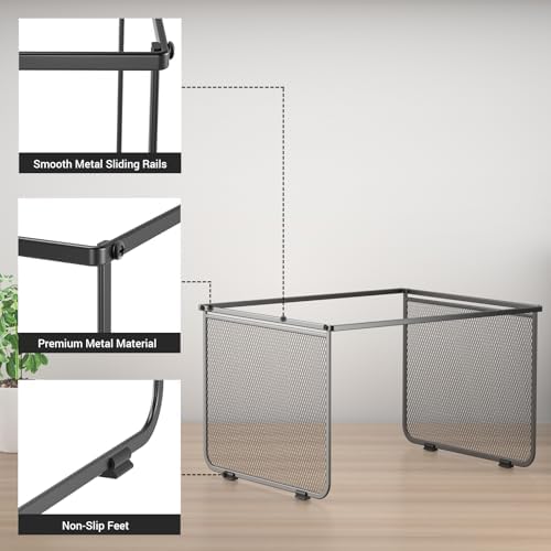 Hanging File Folder Frame Set of 2, Metal Mesh Hanging File Organizer, Hanging File Folders Legal/Letter Size for Hanging Folders Office File Organizer for Desk