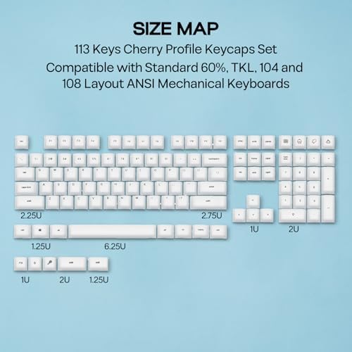EPOMAKER AegisSil Keycap Set, Silicone Material, Cherry Profile, 113 Keys, 65%/75%/Full Size, Custom Keyboard Keycaps Set for Cherry MX, Kailh, Outemu, Gateron Mechanical Gaming Keyboard (White)