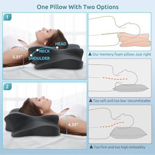 DONAMA Cervical Pillow for Neck Pain, Ergonomic Memory Foam Contour Pillow