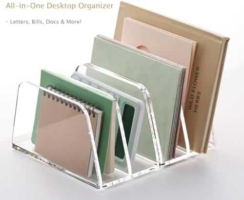 SANRUI Acrylic Mail Organizer for Desk, Mail Holder with 2-Slot, Clear