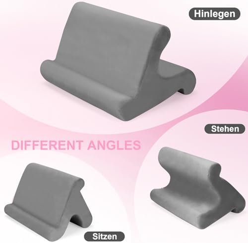 Universal Multi-Angle Tablet Stand Holder-Soft Pad Stand with black phone holder for Lap,Knee,Sofa and Bed,Compatible with iPad Pro 9.7,10.5,12.9 Air Mini 4 3,Kindle,Galaxy Tab,E-Reader (Grey)