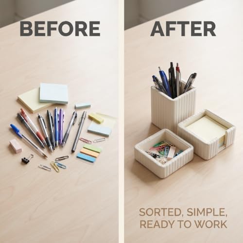 3 Pack Desk Organizer Set of Pen Holder,Paperclip Storage Sticky Note Holde