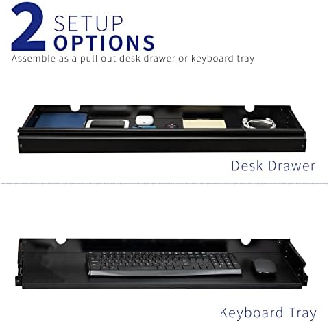 VIVO Black Under Desk 33 x 9 in Slide Out Storage Drawer, DESK-DR33-B