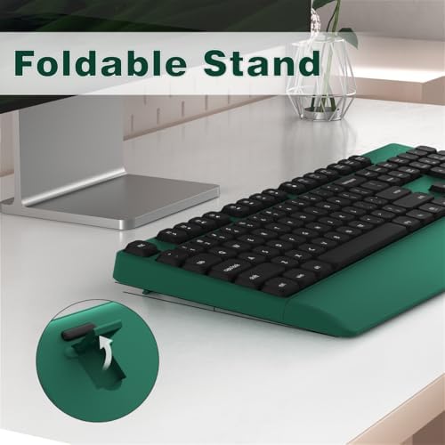 Ergonomic Wireless Keyboard and Mouse Combo with Wrist Rest (Black Green)