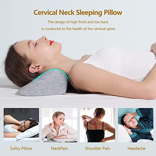 Cervical Neck Pillows for Pain Relief Sleeping, Memory Foam Neck Bolster Pillow for Stiff Pain Relief, Neck Support Pillow Neck Roll Pillow for Bed Pillow (Light Grey)