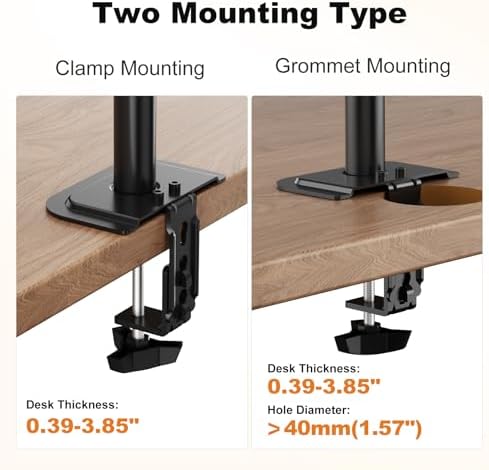 Suptek Dual Monitor Desk Mount, Adjustable Dual Monitor Arm for 2 Computer Screens up to 27 inch, Extra Tall 31.5" Pole Dual Monitor Stand for Desk, Holds up to 22 lbs(MD6842)