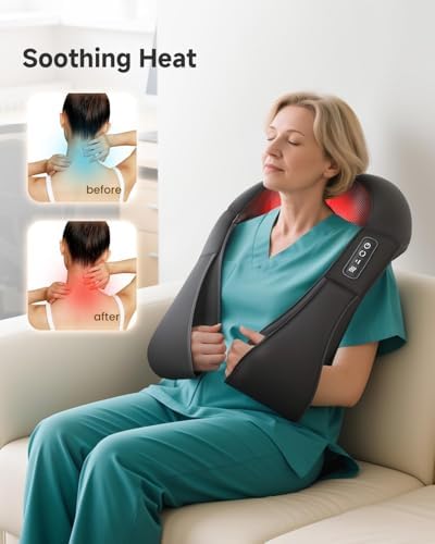 Snailax Shiatsu Neck Massager with Heat, Deep Tissue Shoulder Back Massager