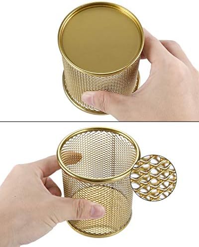 EasyPAG Pencil Holder for Desk, 2 Pack Metal Pen Organizer, Mesh Pencil Cup Organizer for Home, Office, Classroom, School,Gold