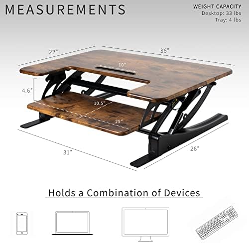 VIVO Rustic Vintage Brown 36 inch Standing Desk Converter, DESK-V000VN