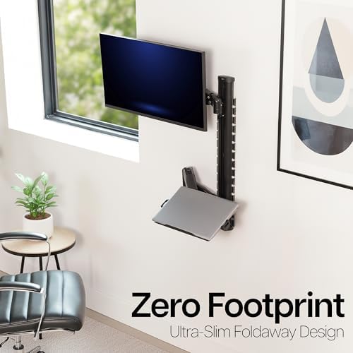 VIVO Black Monitor & Laptop Tray Wall Mount, STAND-SIT1L