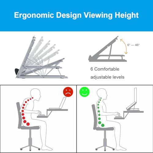 Ergonomic Laptop Tablet Stand Metal Mesh Ventilated Desktop Adjustable Computer Holder Riser Compatible with Apple MacBook Air Pro Dell XPS HP Samsung Lenovo More Laptops up to 16" (White)