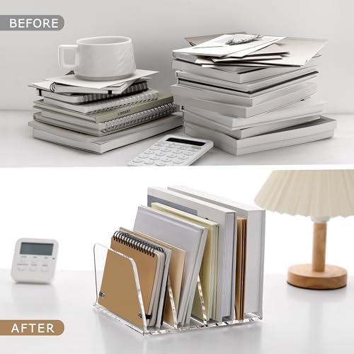 SANRUI Acrylic Desk Mails File Sorter Clear Letter Organizer Holder,4 Slot