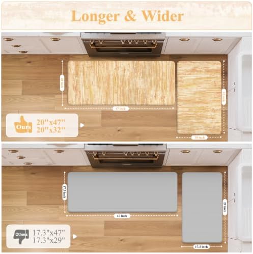 KIMODE Anti Fatigue Kitchen Mats,Autumn Orange Kitchen Rugs Sets of 2 Wider