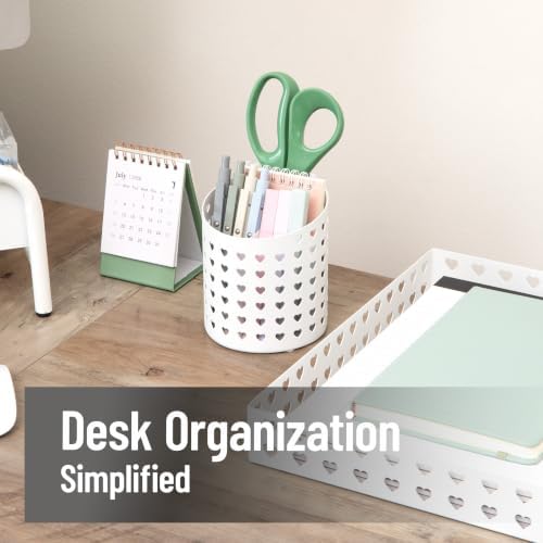 Mind Reader Metal Pen Cup Organizer, White