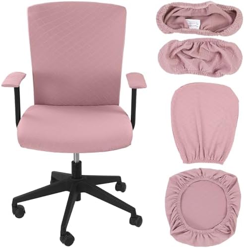 Tallew 4 Pcs Office Chair Covers Stretch Seat Armrest, Pink