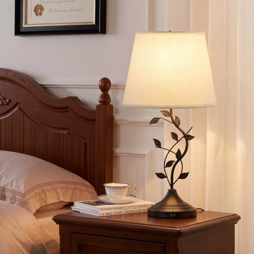 Kakanuo Table Lamp for Living Room, Bedside Lamp for Bedroom, Rustic Lamp